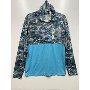 Habit‎ Mens Long Sleeve Water Print Hoodie Shirt S 40+ Solar-Factor Protection